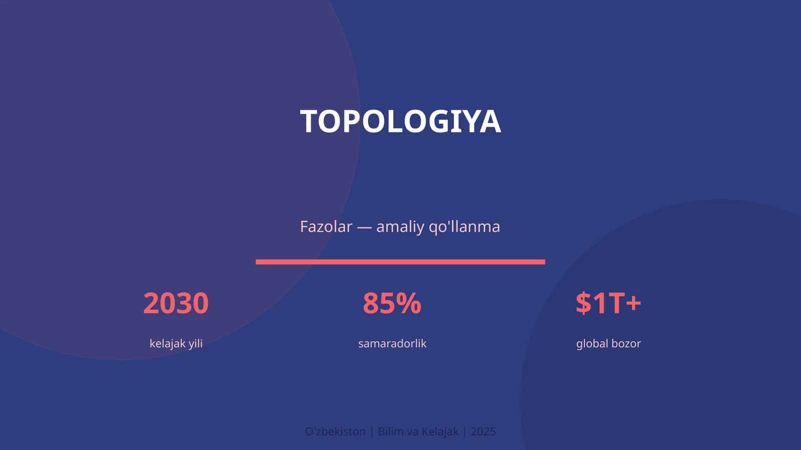 Topologiya — bu Matematika sohasining eng muhim yo'nalishlaridan biri