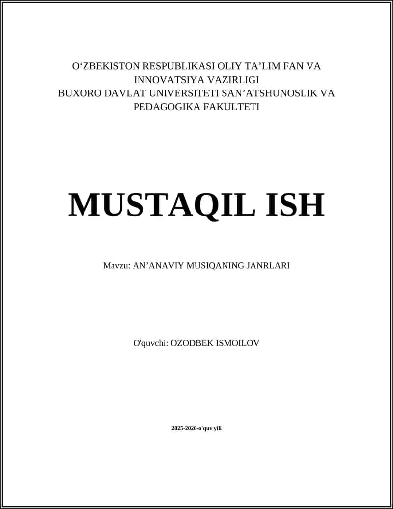 ANʼANAVIY MUSIQANING JANRLARI