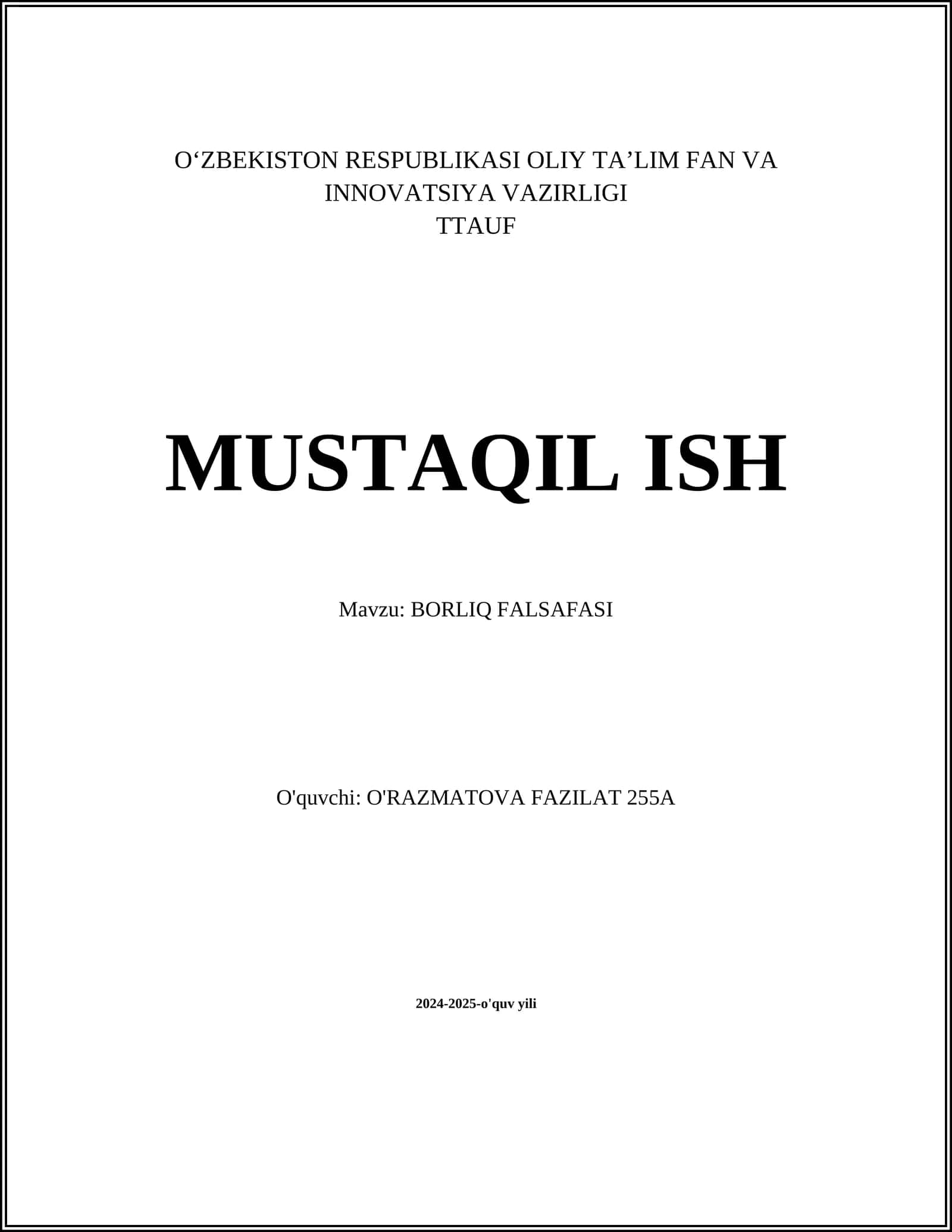 BORLIQ FALSAFASI