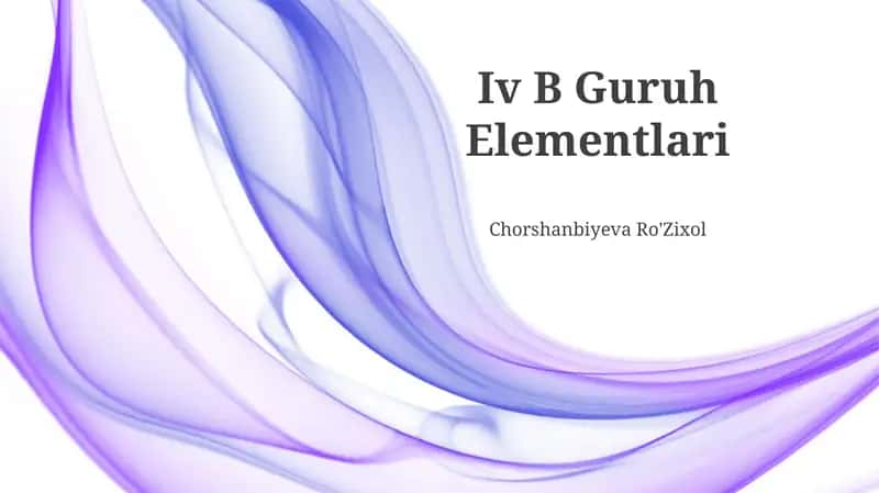 Iv B Guruh Elementlari