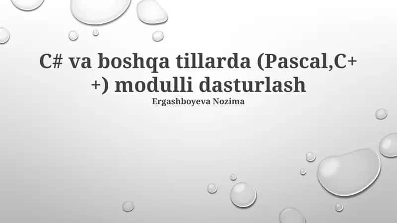 Modul Dasturlash Tushunchalari