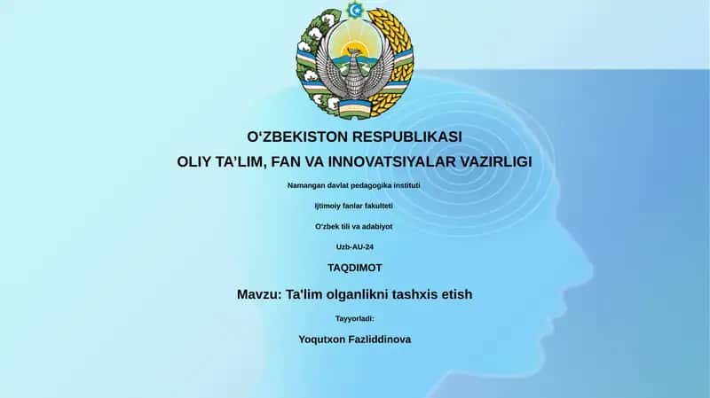 Ta'lim olganlikni tashxis etish