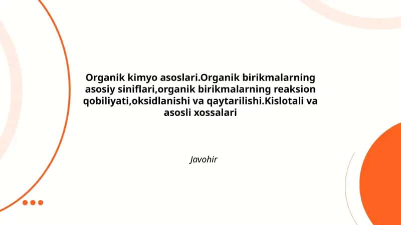 Organik kimyo asoslari