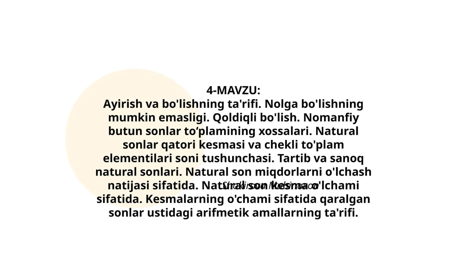Ayirish va bo'lishning ta'rifi