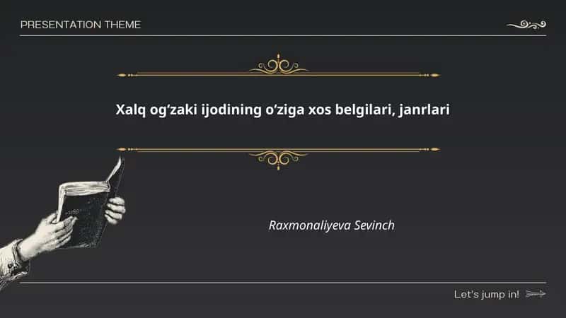 Xalq ogʻzaki ijodining oʻziga xos belgilari, janrlari