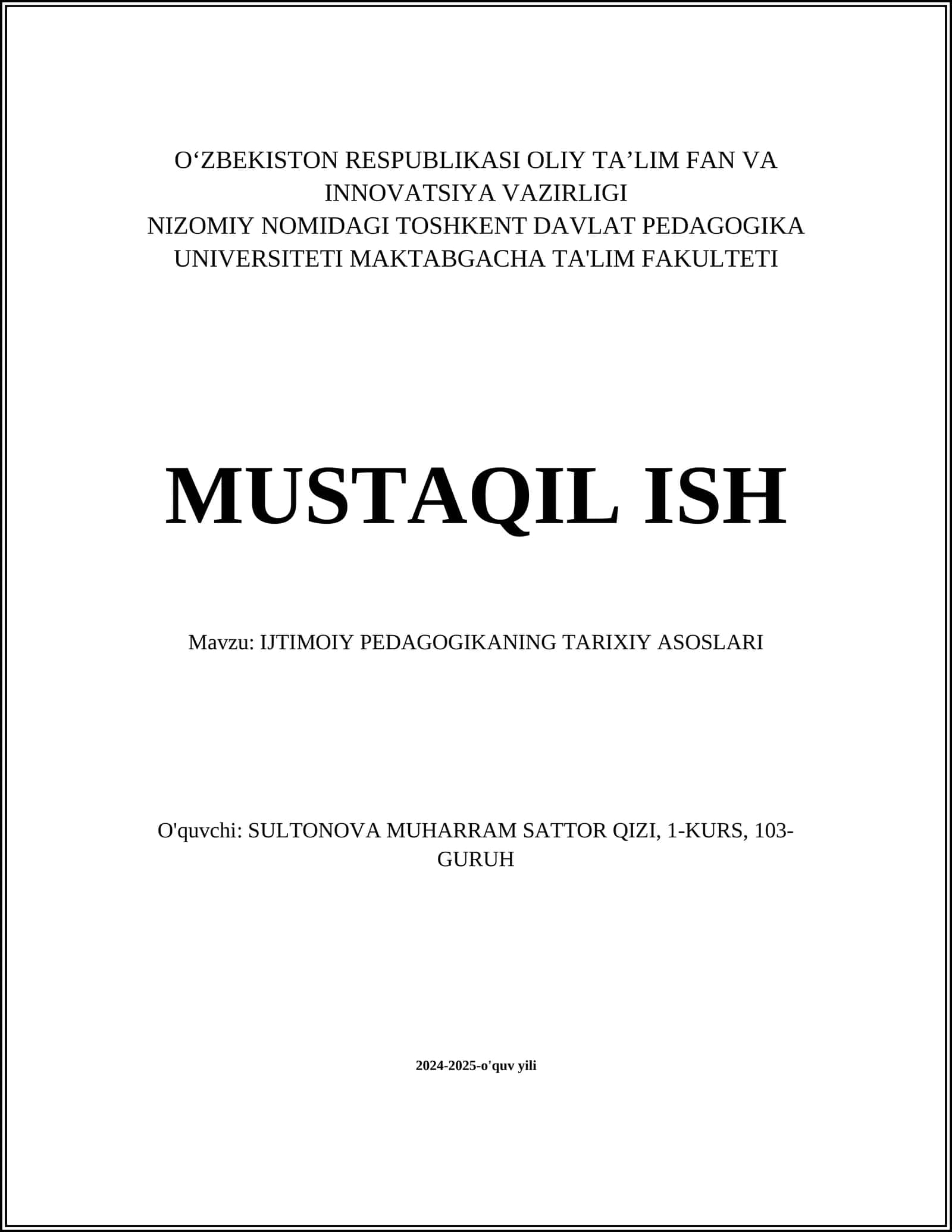 Ijtimoiy Pedagogikaning Tarixiy Asoslari