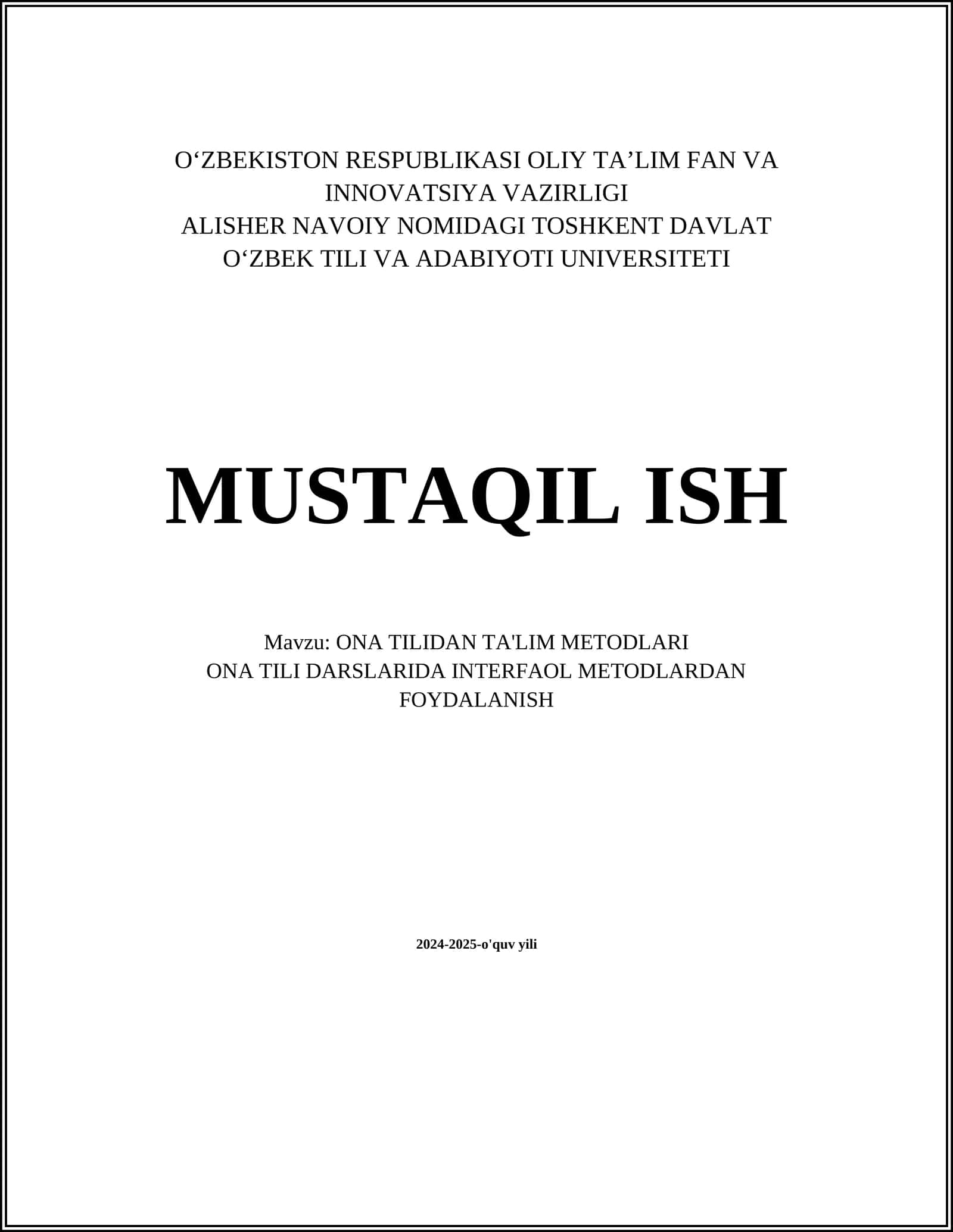 ONA TILIDAN TA'LIM METODLARI