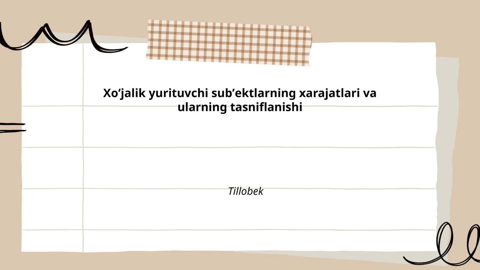 Xoʻjalik yurituvchi subʼektlarning xarajatlari va ularning tasniflanishi