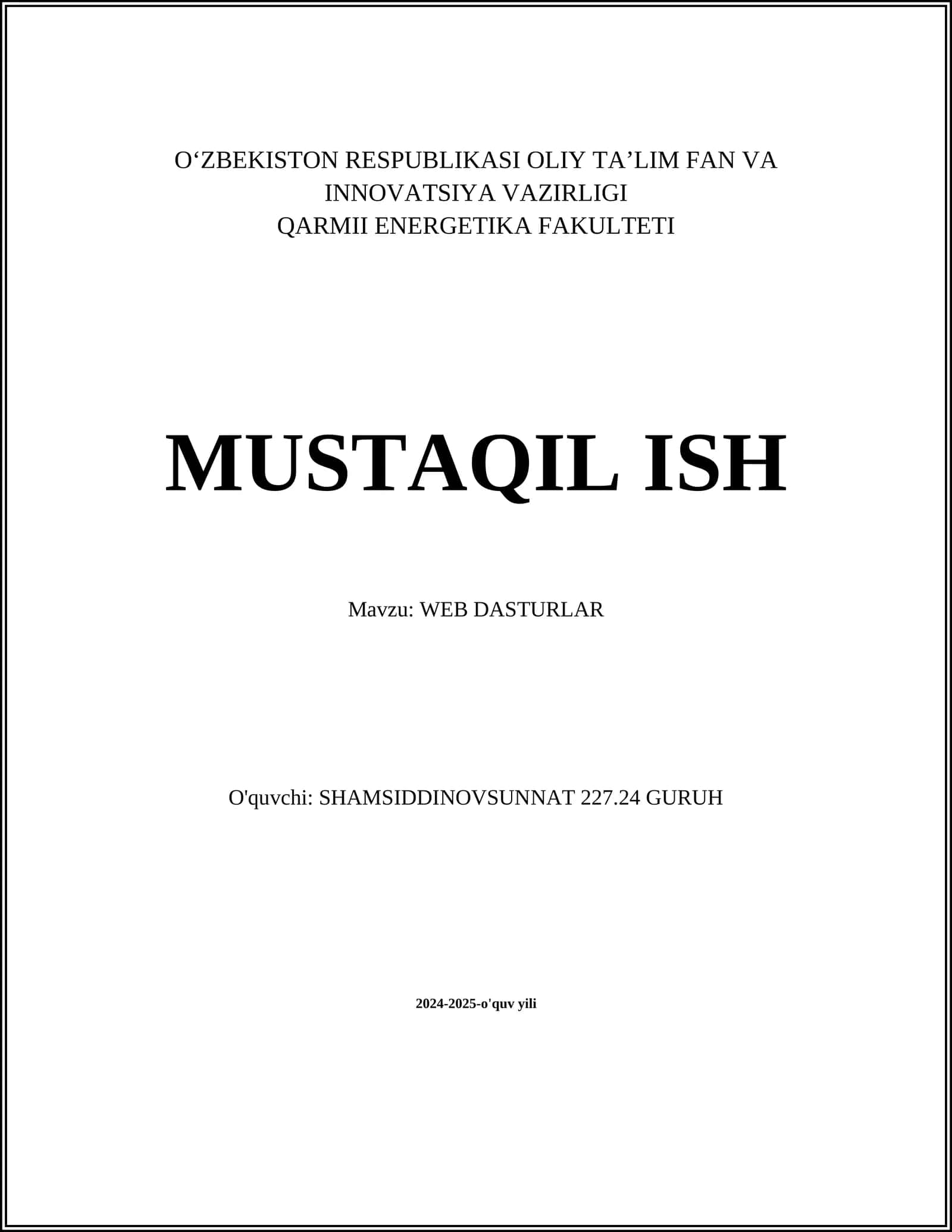 WEB DASTURLAR