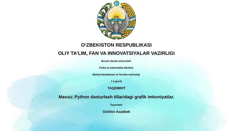 Python dasturlash tillaridagi grafik imkoniyatlar