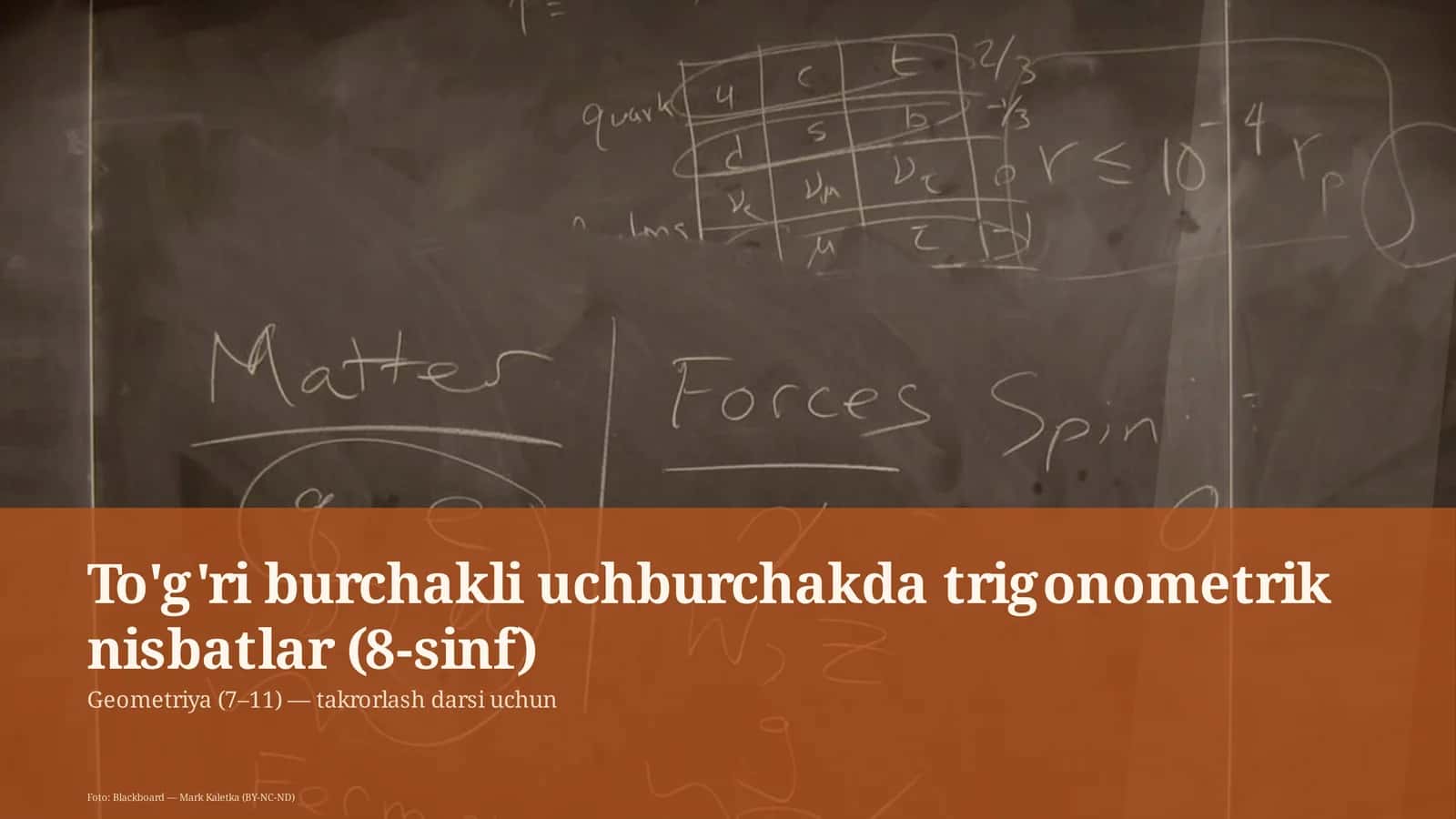 To'g'ri burchakli uchburchakda trigonometrik nisbatlar (8-sinf)