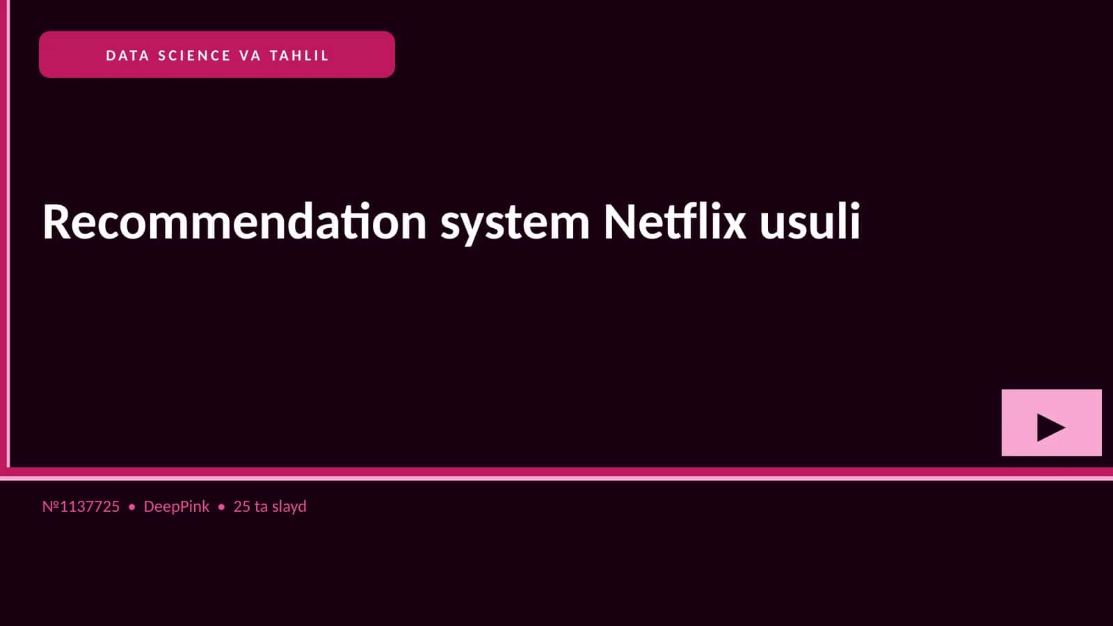 Recommendation system Netflix usuli