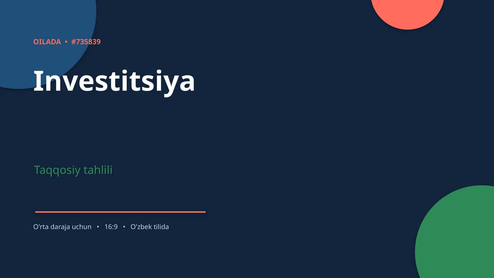 Investitsiya Taqqosiy tahlili