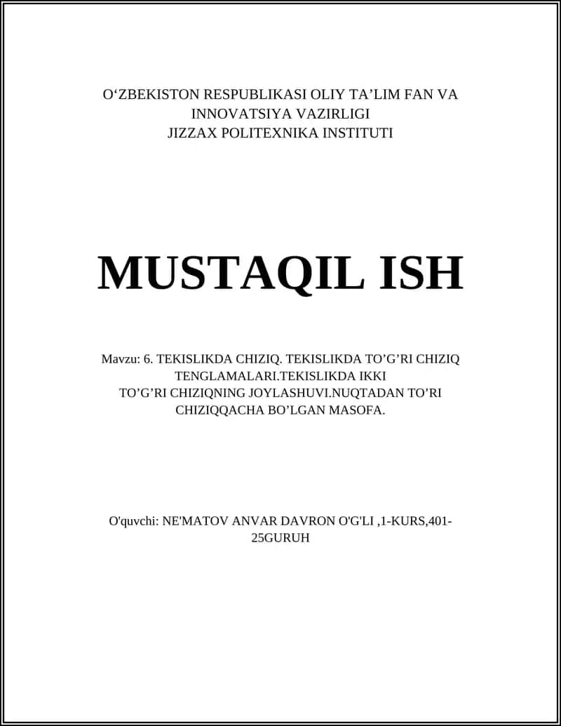 Tekislikda Chiziq
