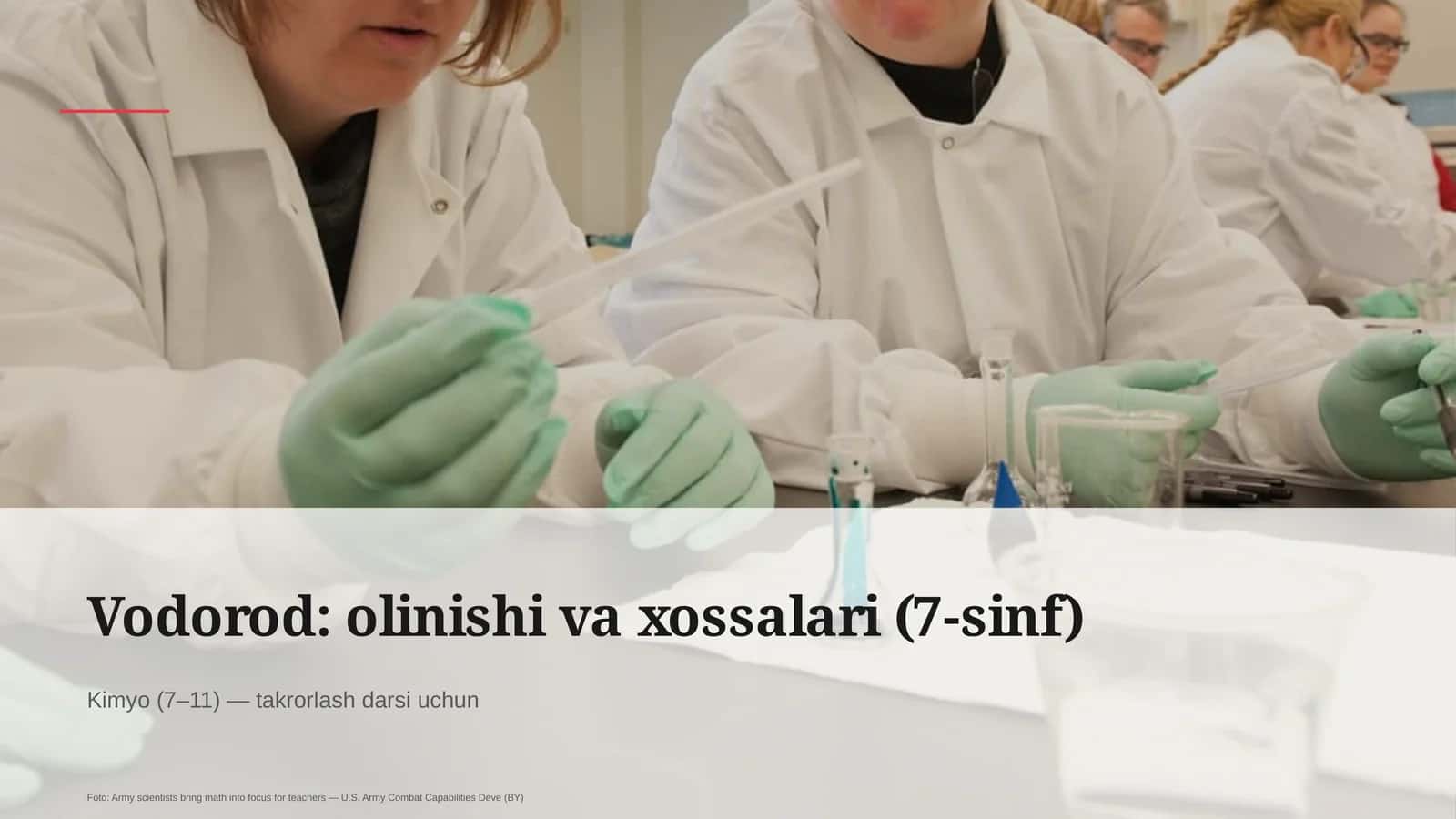 Vodorod: olinishi va xossalari (7-sinf)
