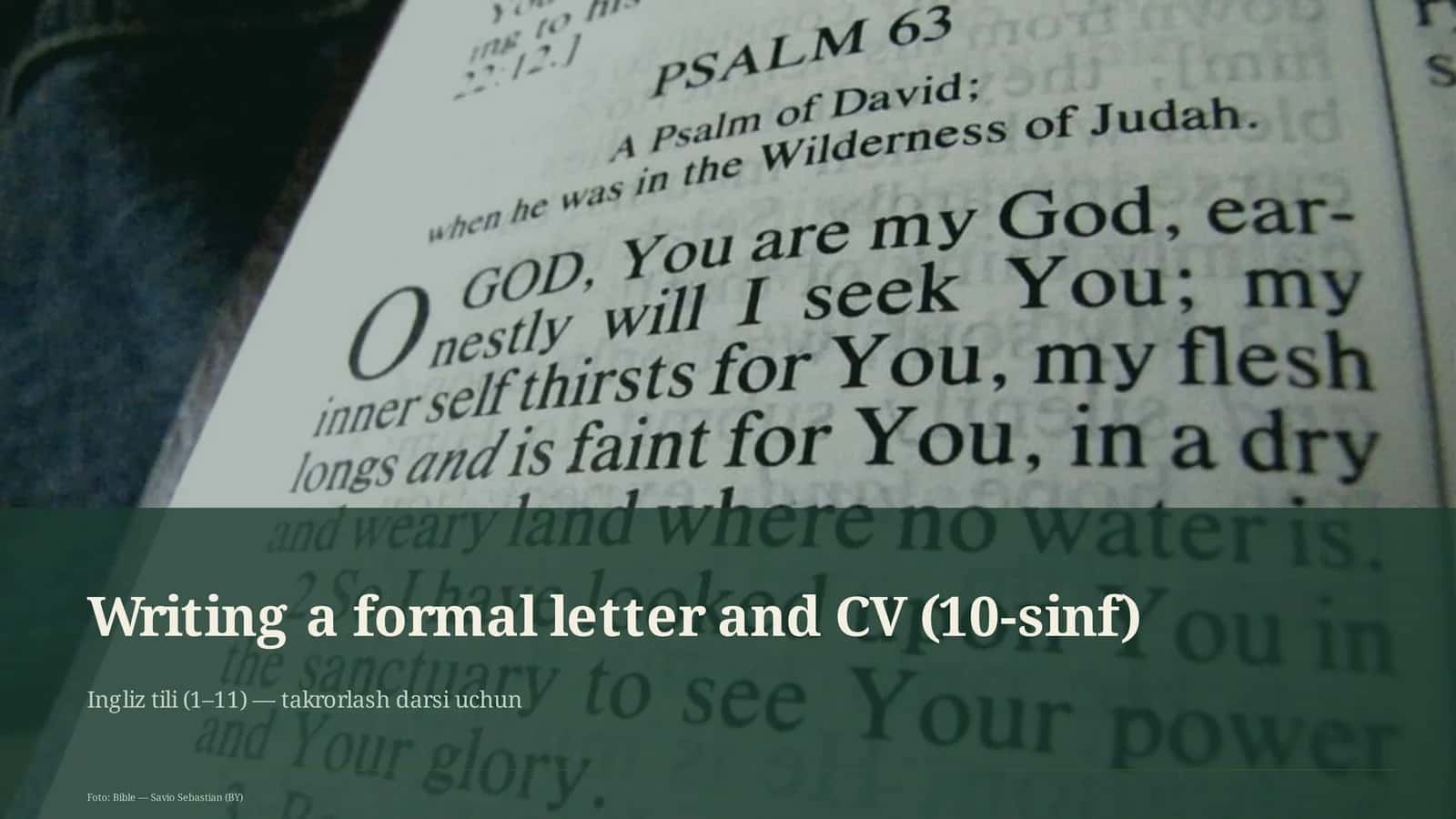 Writing a formal letter and CV (10-sinf)