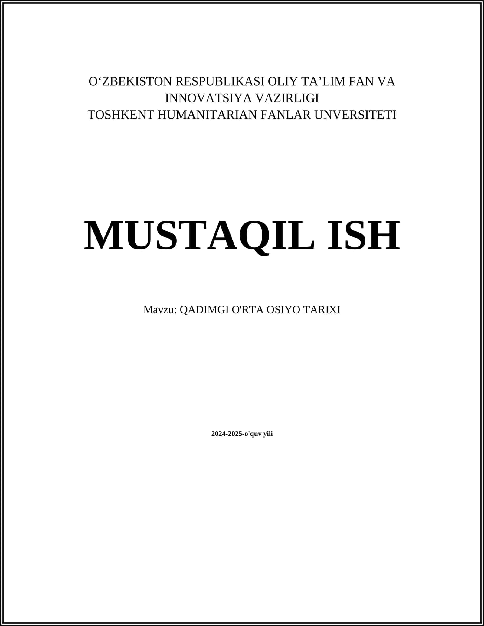 QADIMGI O'RTA OSIYO TARIXI