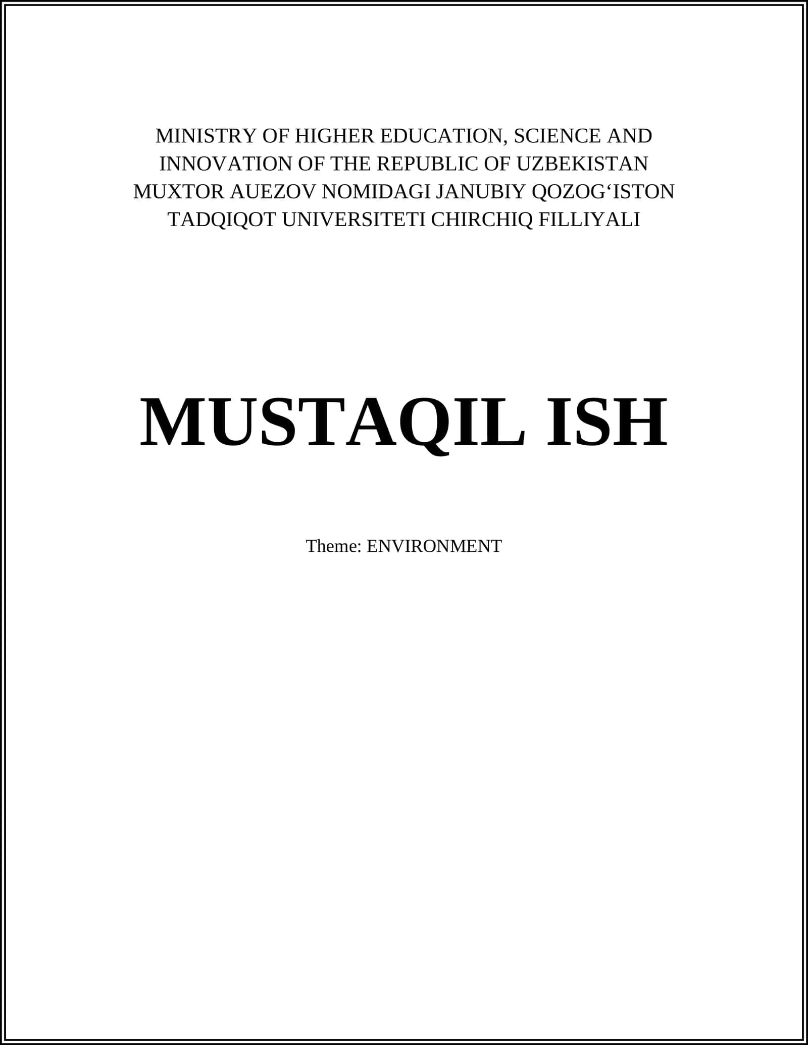 MUSTAQIL ISH: Climate Change