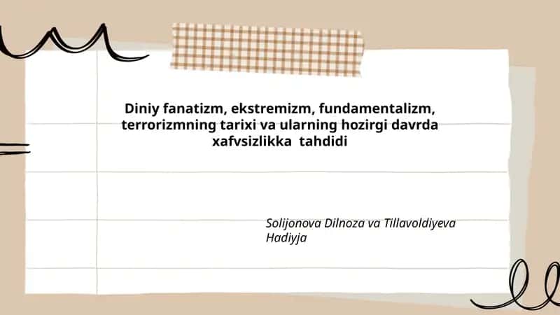 Diniy Fanatizm, Ekstremizm va Terrorizm