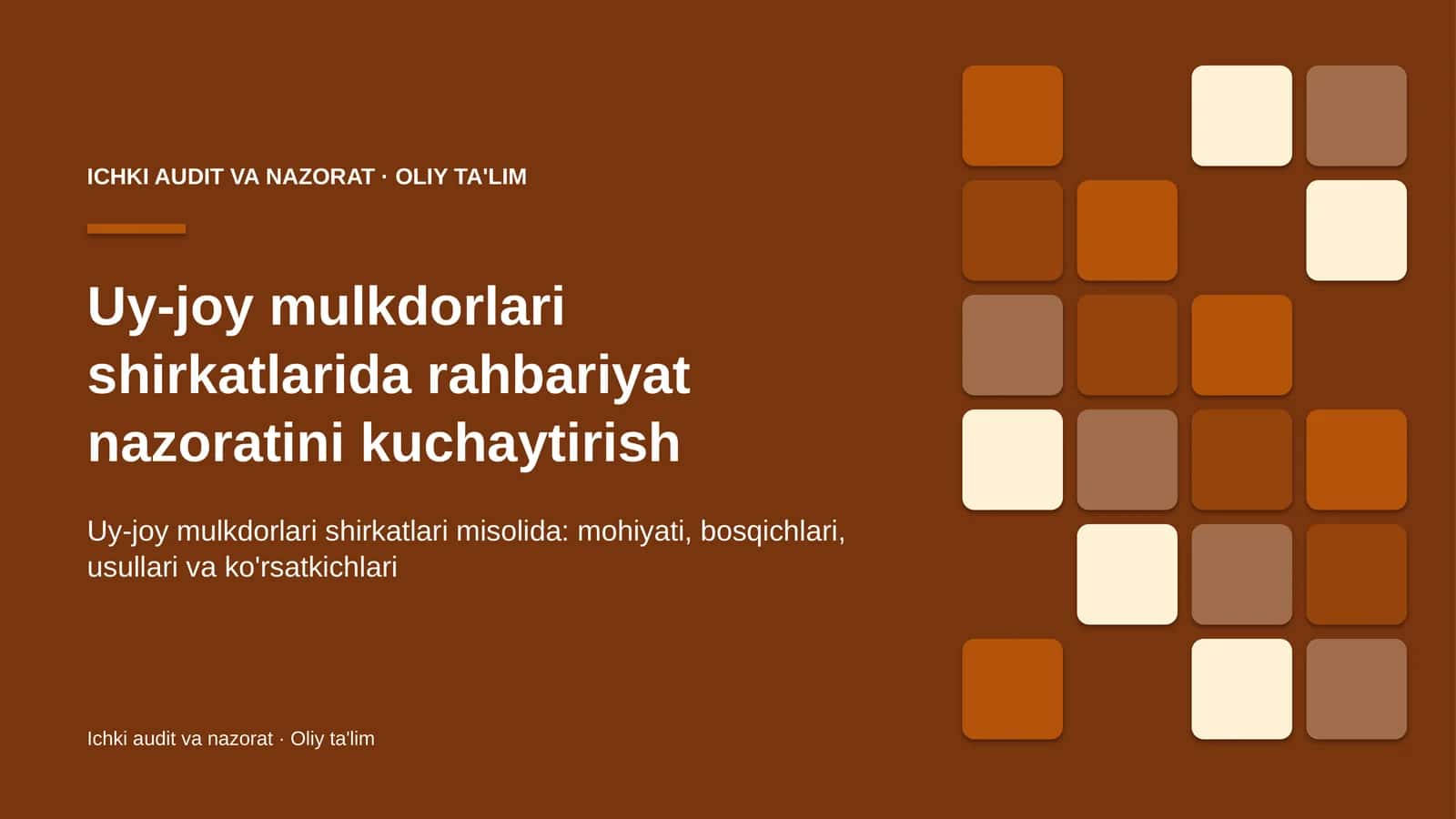 Uy-joy mulkdorlari shirkatlarida rahbariyat nazoratini kuchaytirish