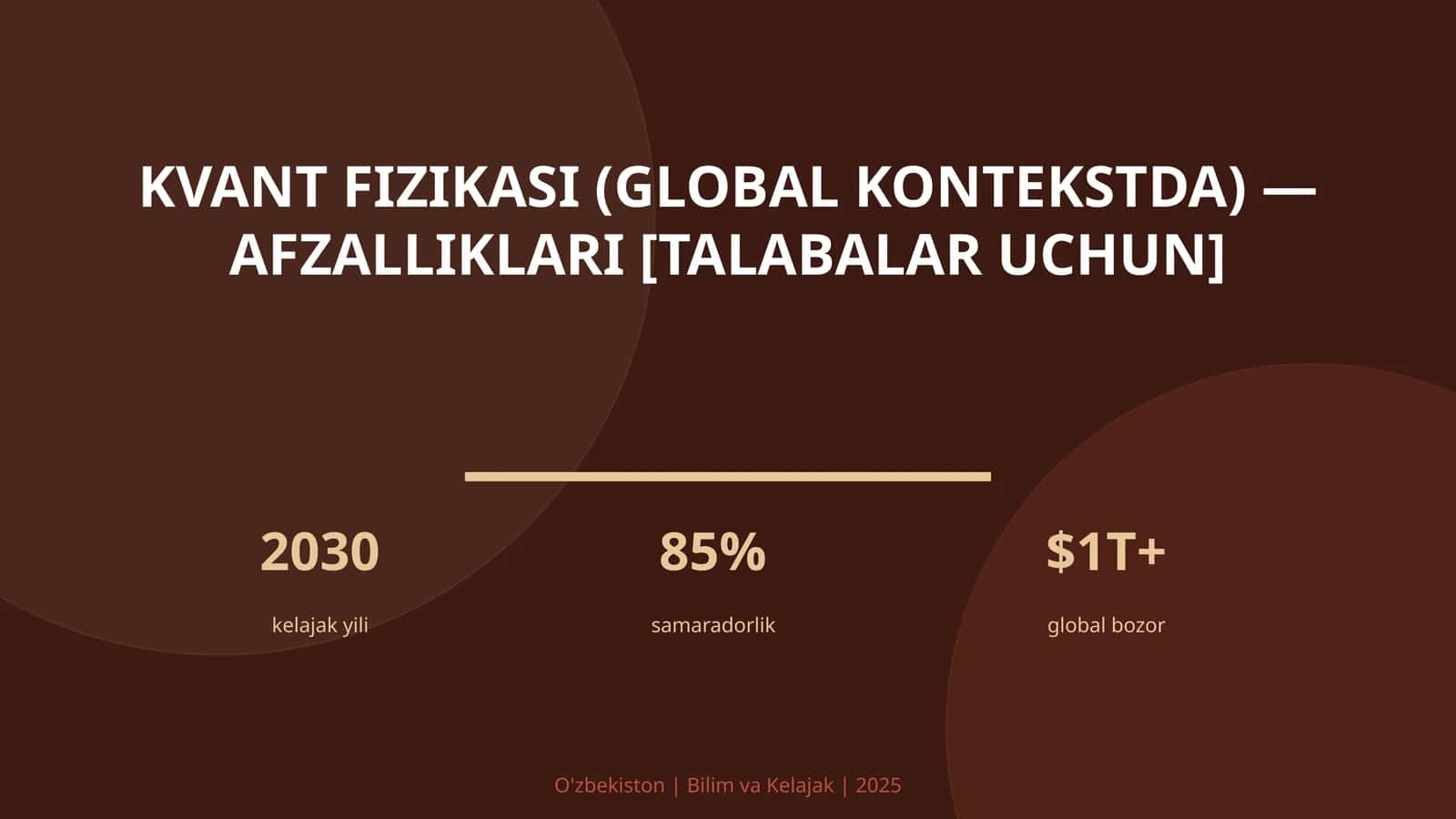 Kvant fizikasi (global kontekstda) — afzalliklari [talabalar uchun]