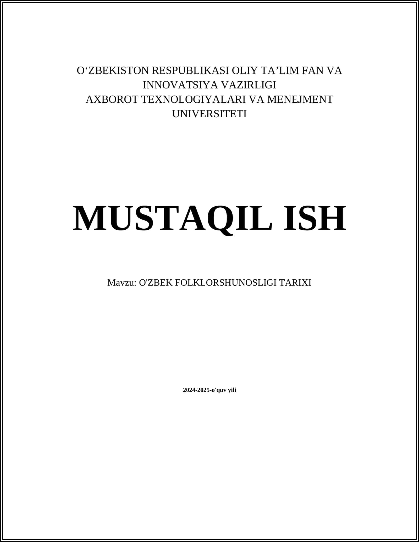 O'zbek Folklorshunosligi Tarixi