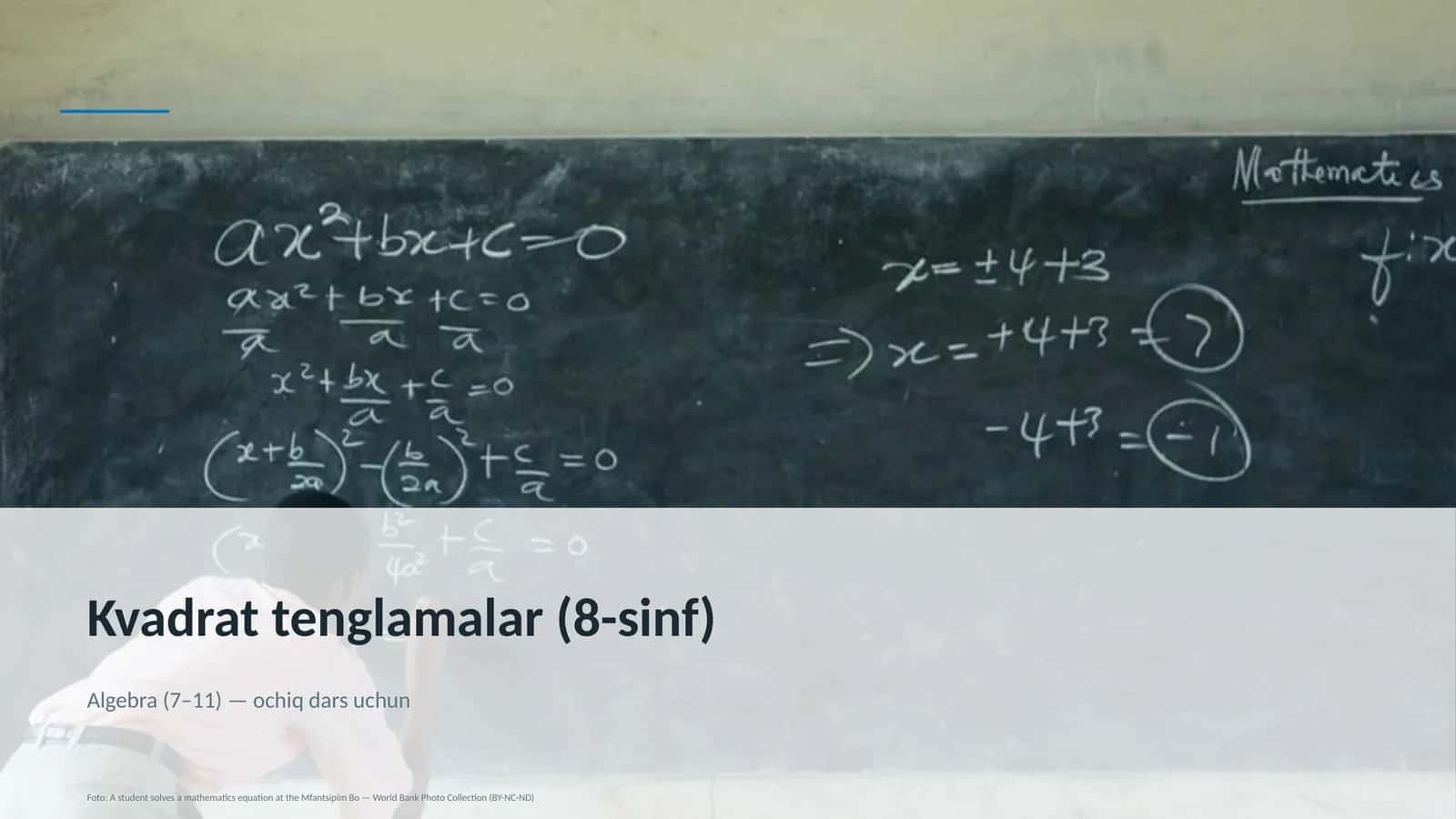 Kvadrat tenglamalar (8-sinf)