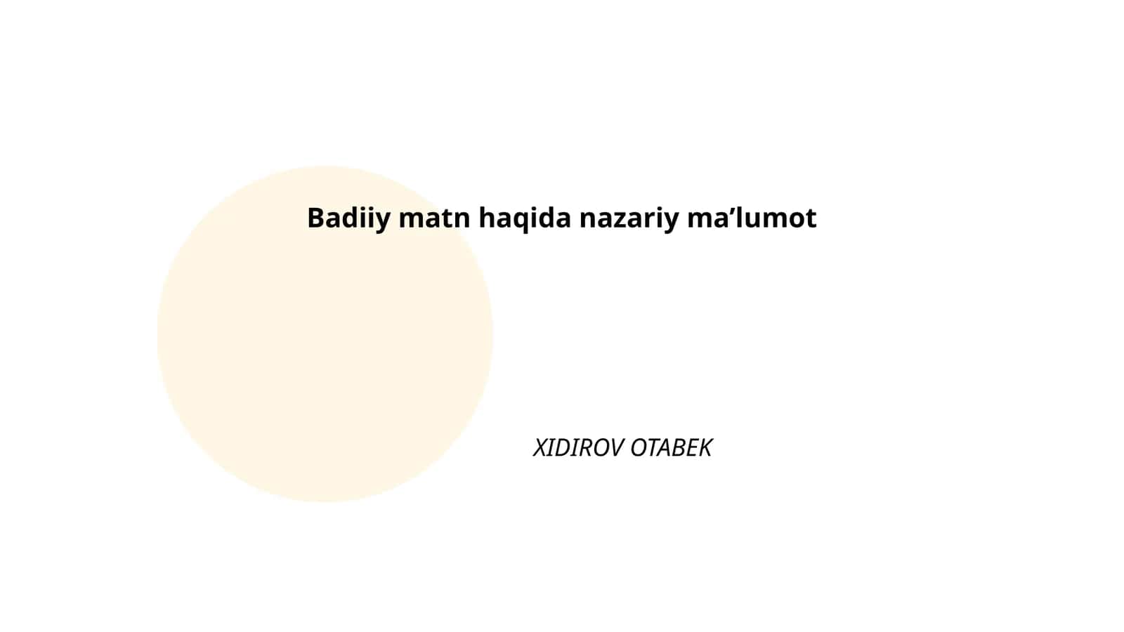 Badiiy matn haqida nazariy ma’lumot