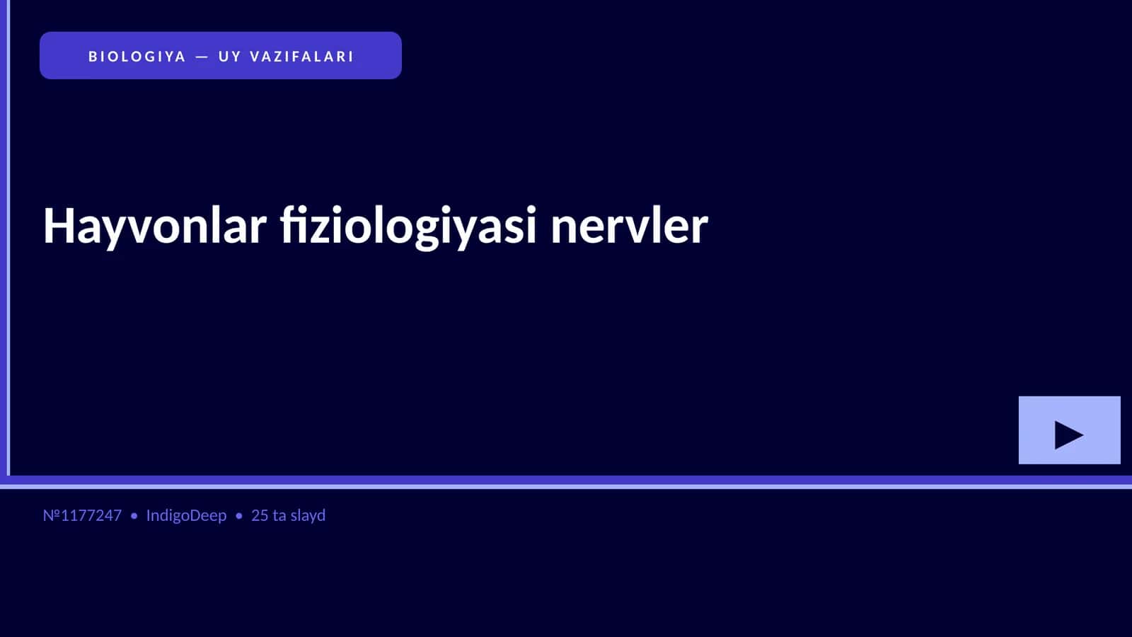 BIOLOGIYA — UY VAZIFALARI