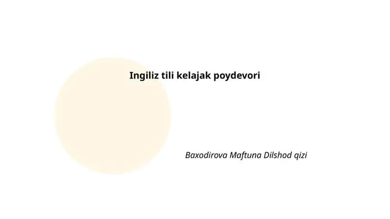 Ingliz tili kelajak poydevori