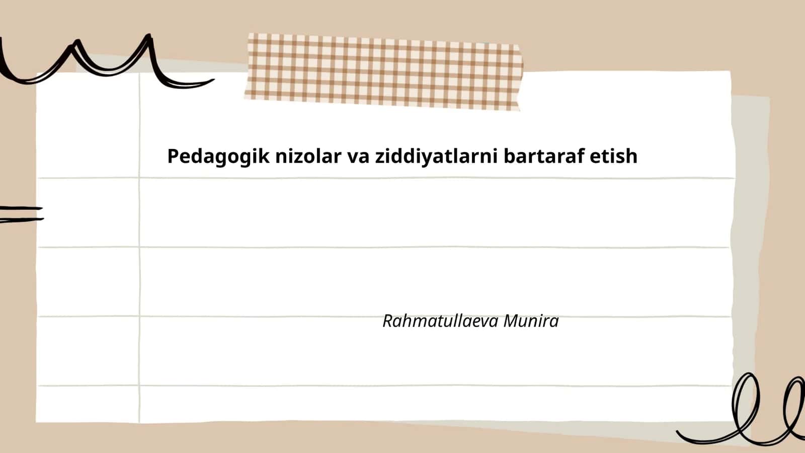Pedagogik nizolar va ziddiyatlarni bartaraf etish