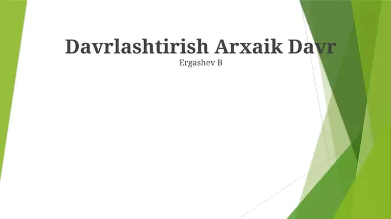 Davrlashtirish Arxaik Davr