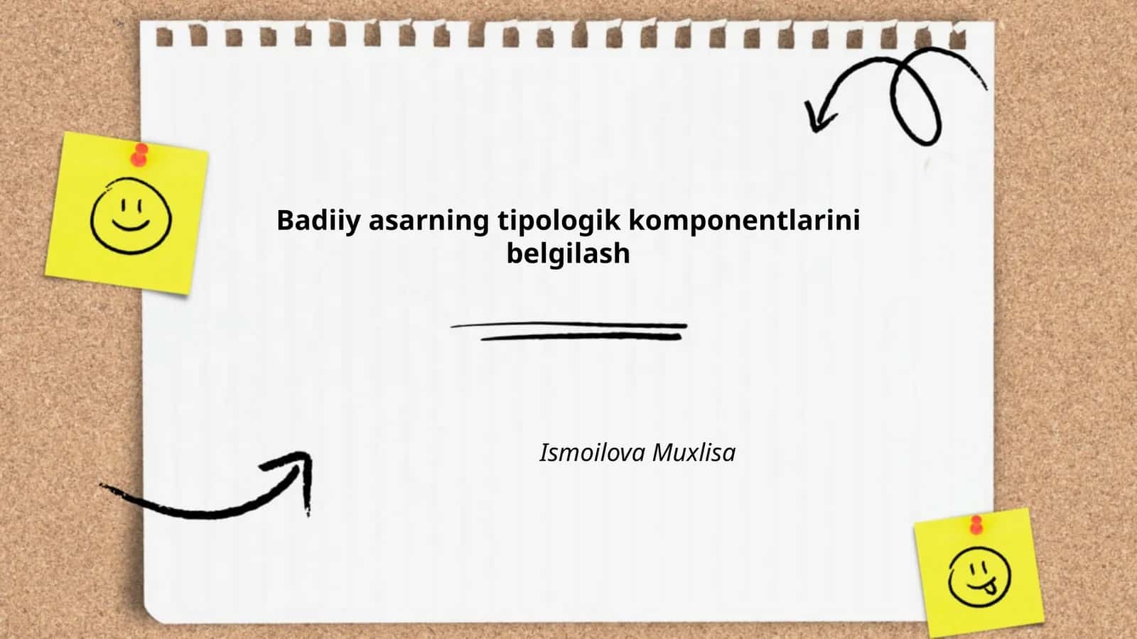 Badiiy asarning tipologik komponentlarini belgilash
