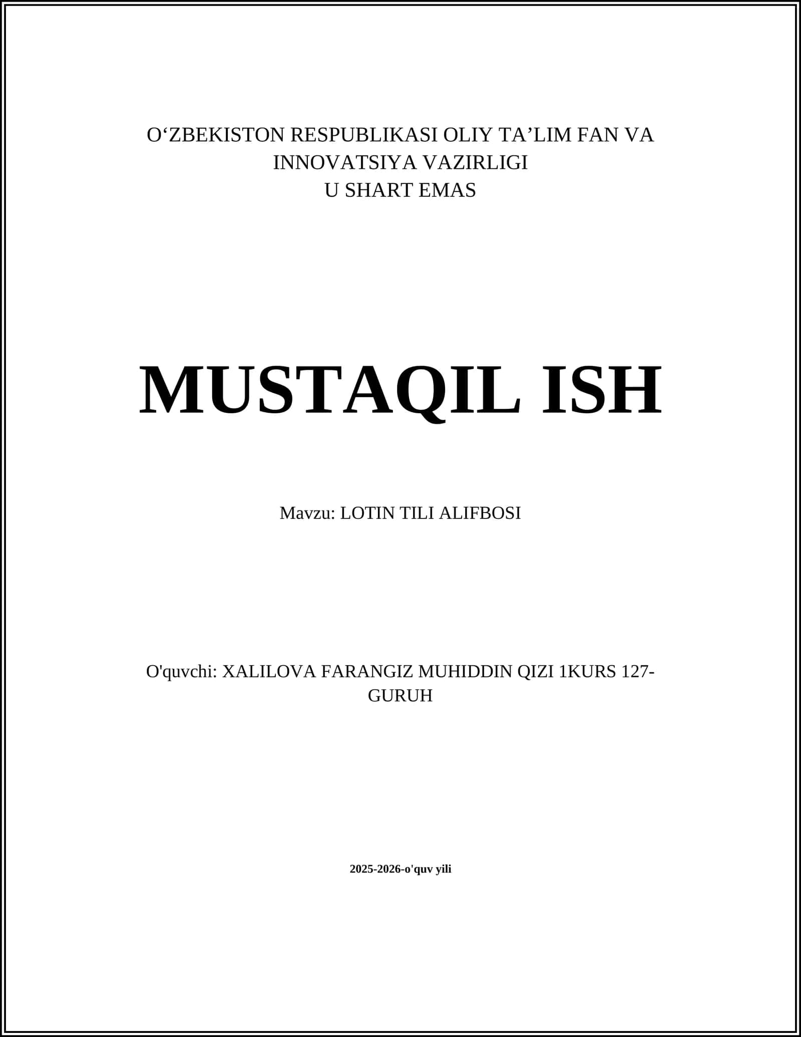 LOTIN TILI ALIFBOSI