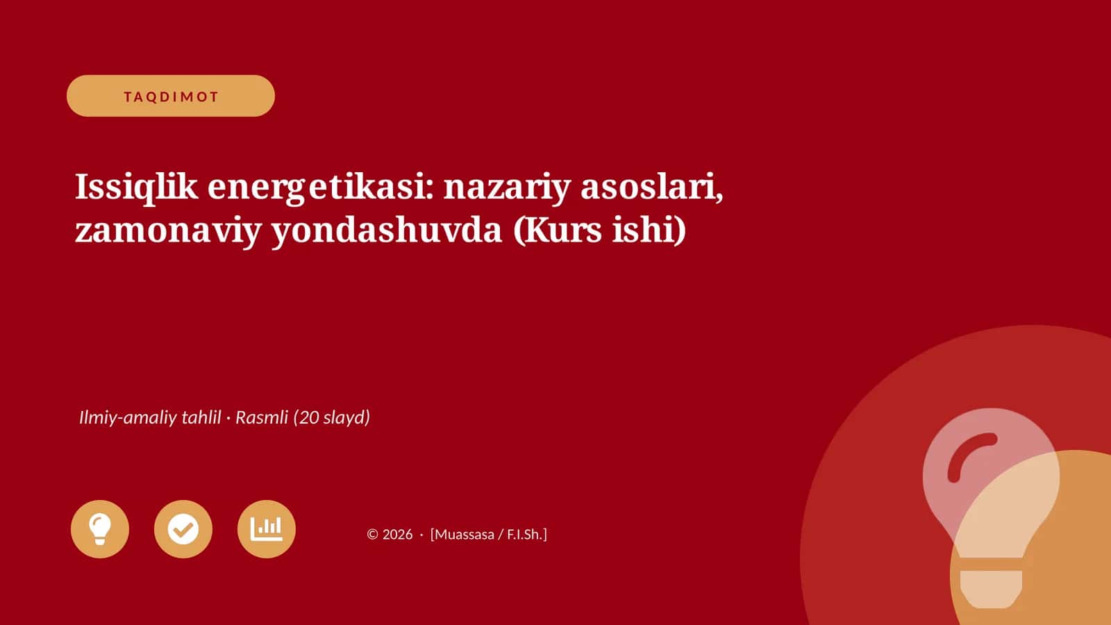 Issiqlik energetikasi: nazariy asoslari, zamonaviy yondashuvda (Kurs ishi)