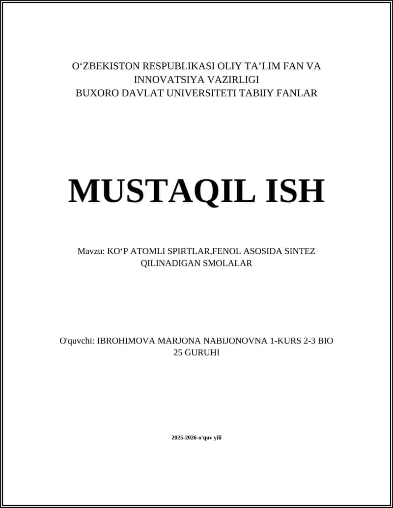 Ko'p atomli spirtlar: glyserol, pentaeritritol va sorbitolning struktura va xossalari