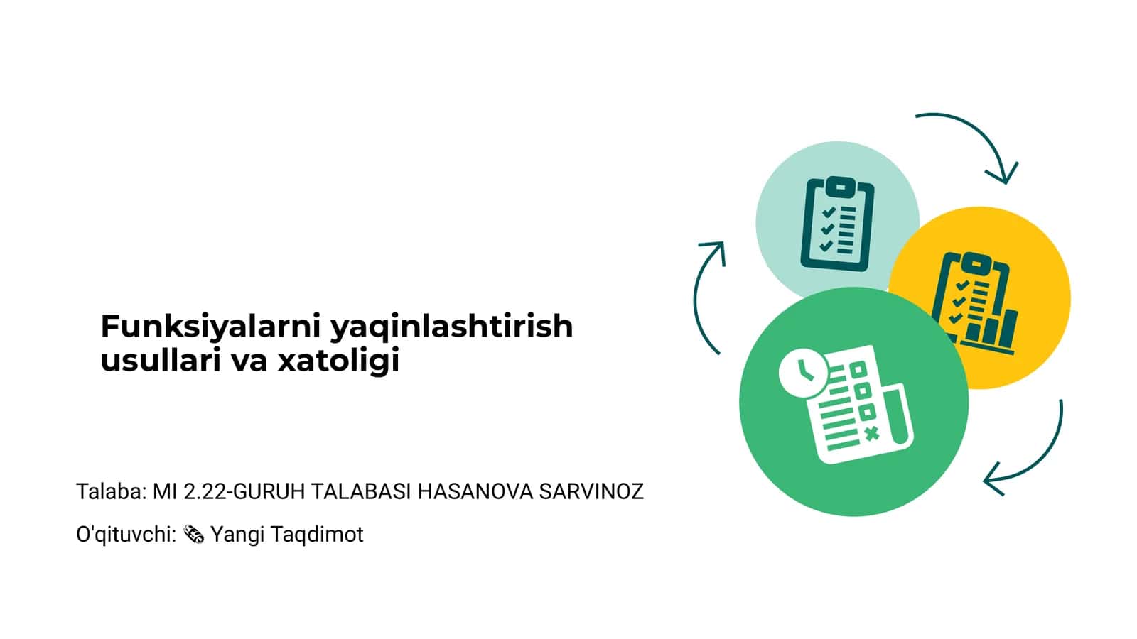 Funksiyalarni yaqinlashtirish usullari va xatoligi