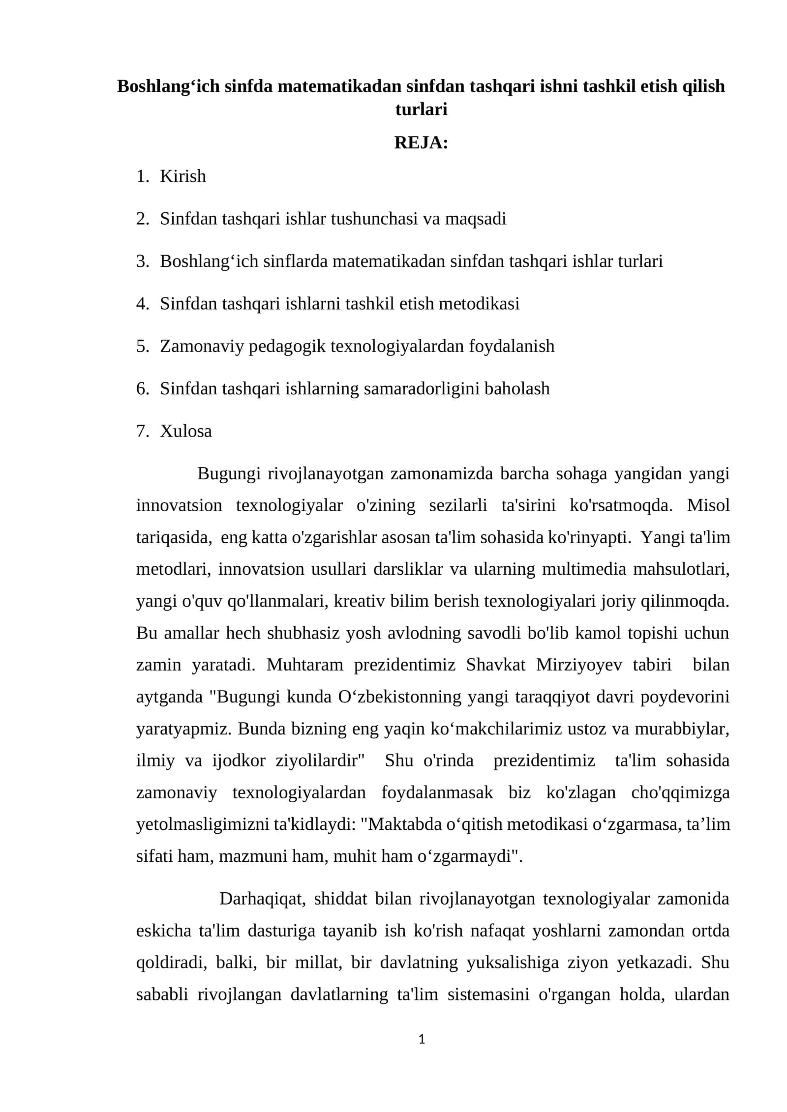 Boshlang‘ich sinfda matematikadan sinfdan tashqari ishni tashkil etish qilish turlari