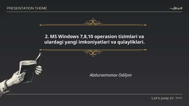 MS Windows 7,8,10 operasion tizimlari