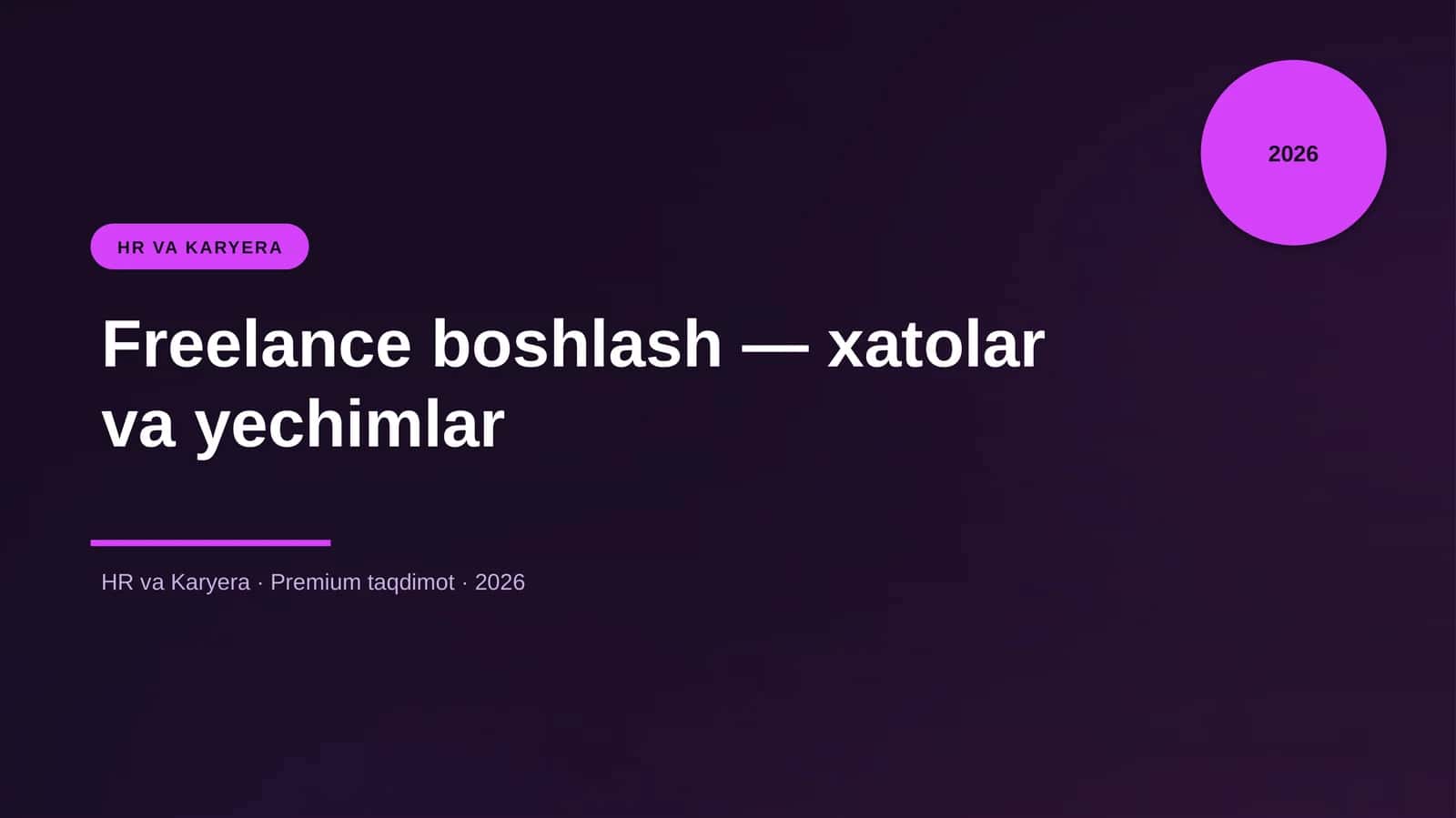 Freelance boshlash — xatolar va yechimlar
