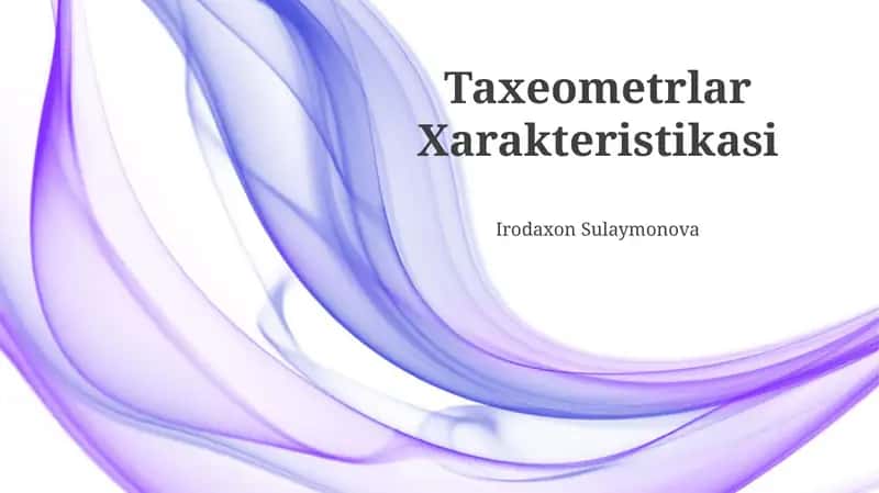 Taxeometrlar Xarakteristikasi