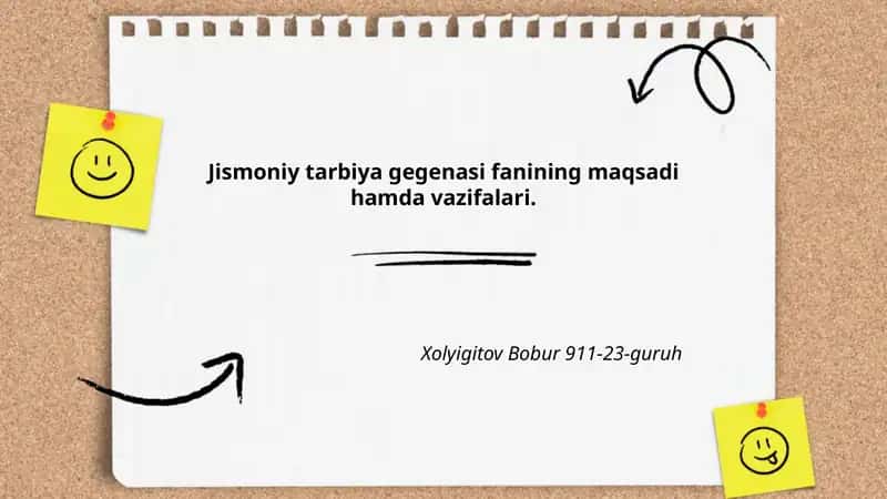 Jismoniy tarbiya gegenasi fanining maqsadi hamda vazifalari