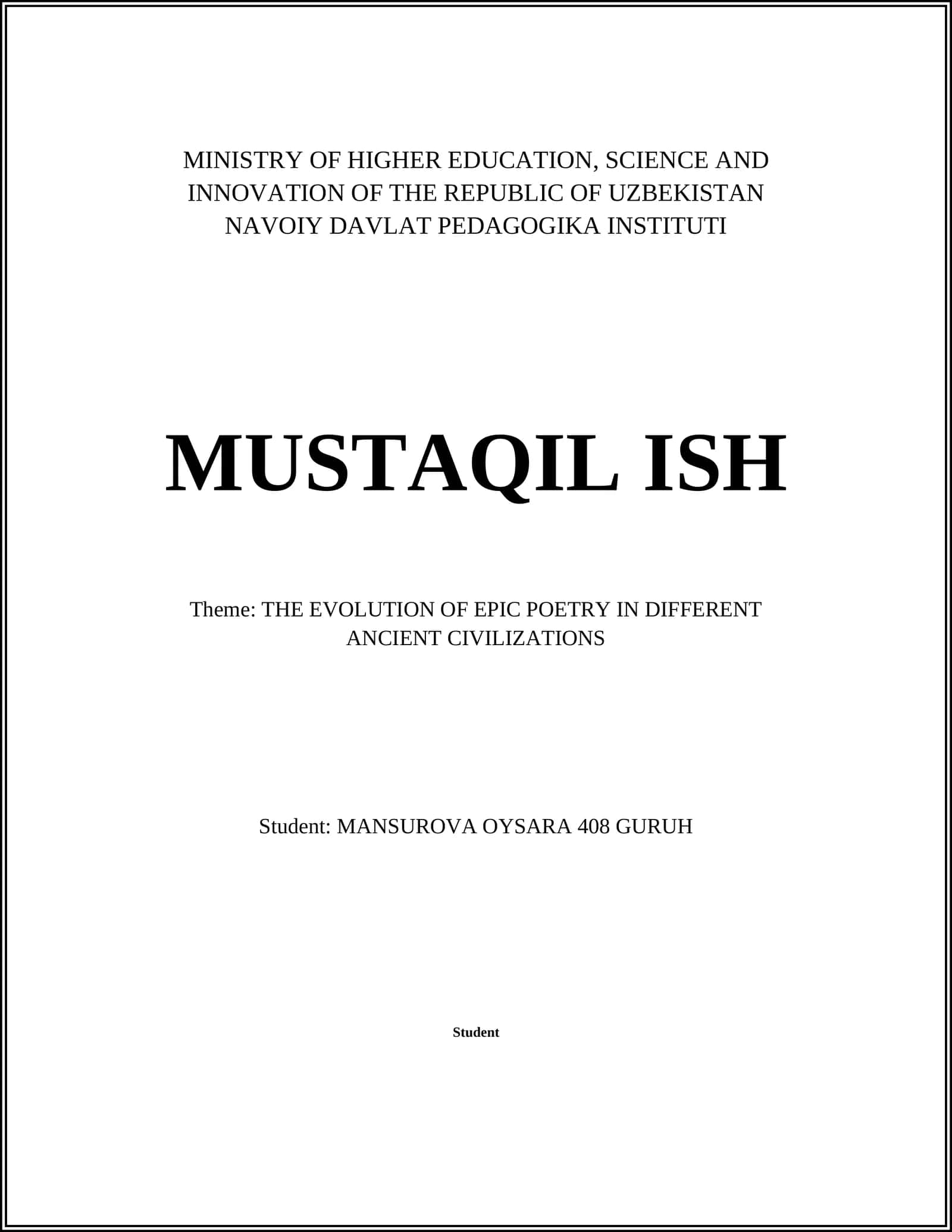 Evolution of Epic Poetry in Ancient Civilizations