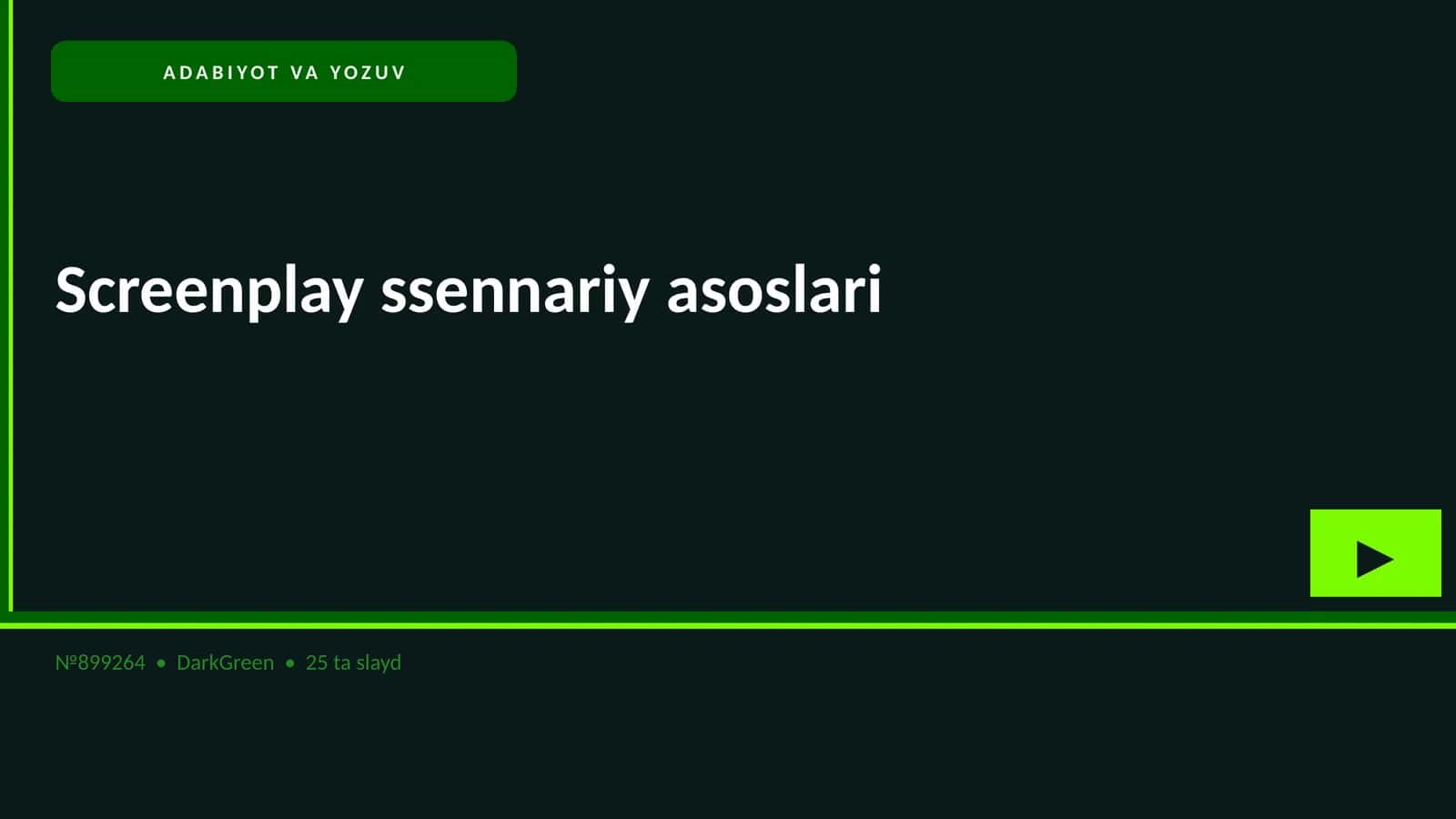 Screenplay Ssennariy Asoslari
