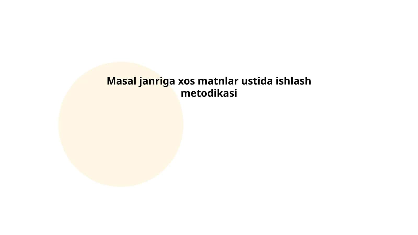 Masal janriga xos matnlar ustida ishlash metodikasi