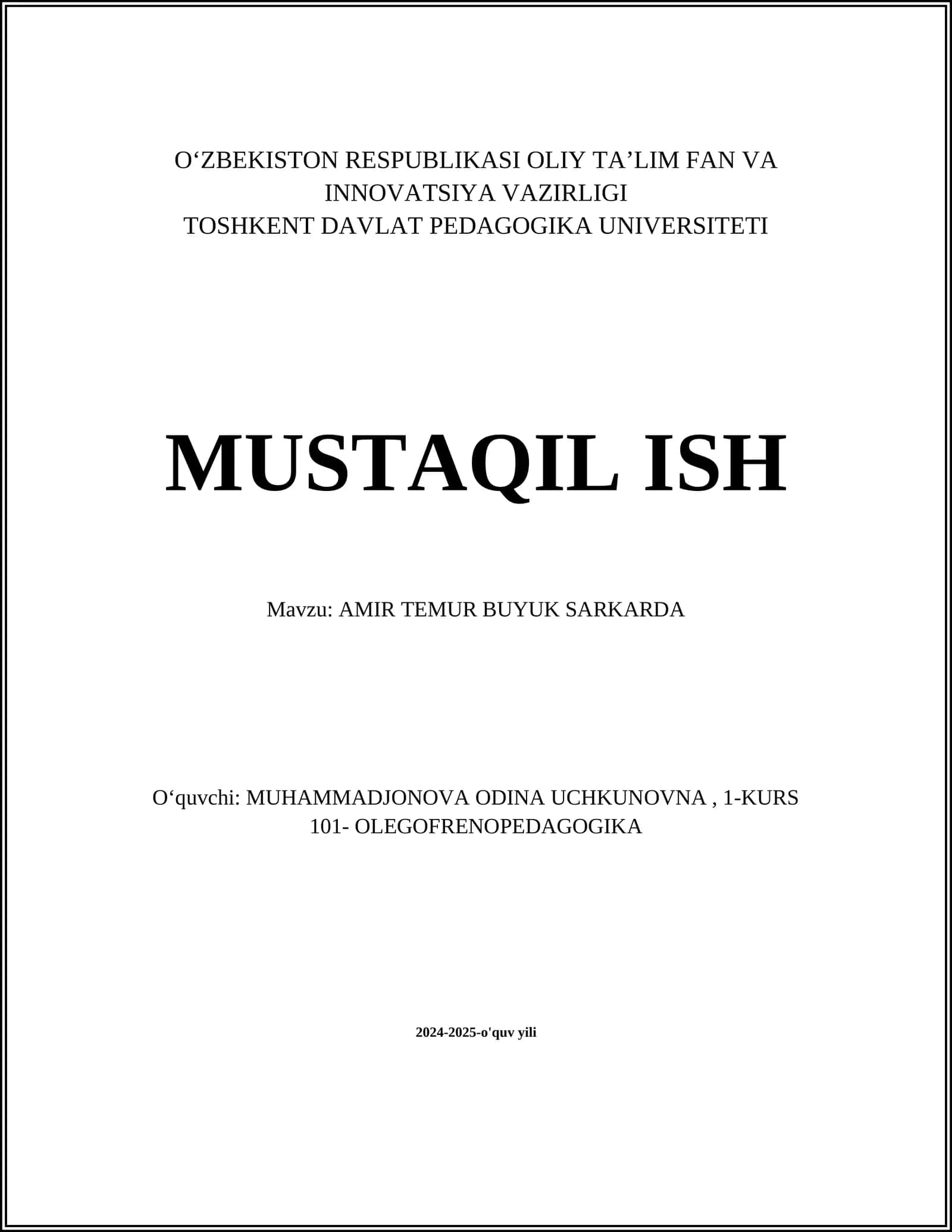 AMIR TEMUR BUYUK SARKARDA