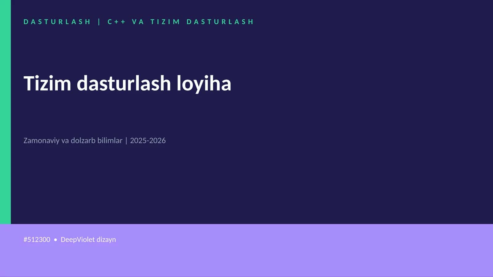 Tizim dasturlash loyiha