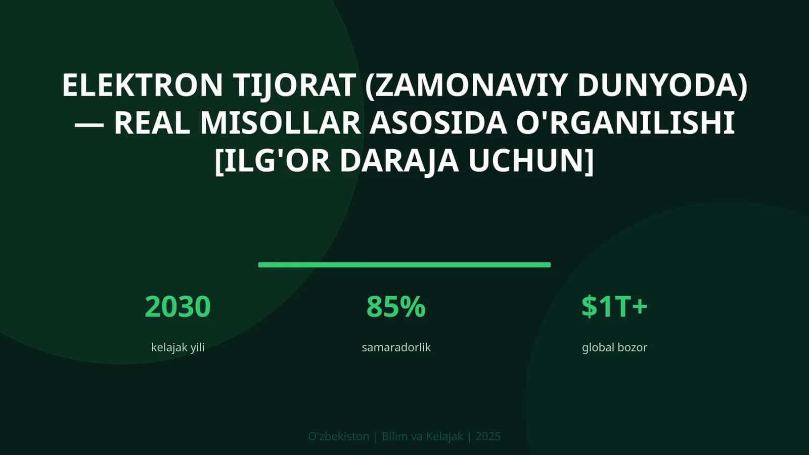 Elektron tijorat (zamonaviy dunyoda) — real misollar asosida o'rganilishi [ilg'or daraja uchun]