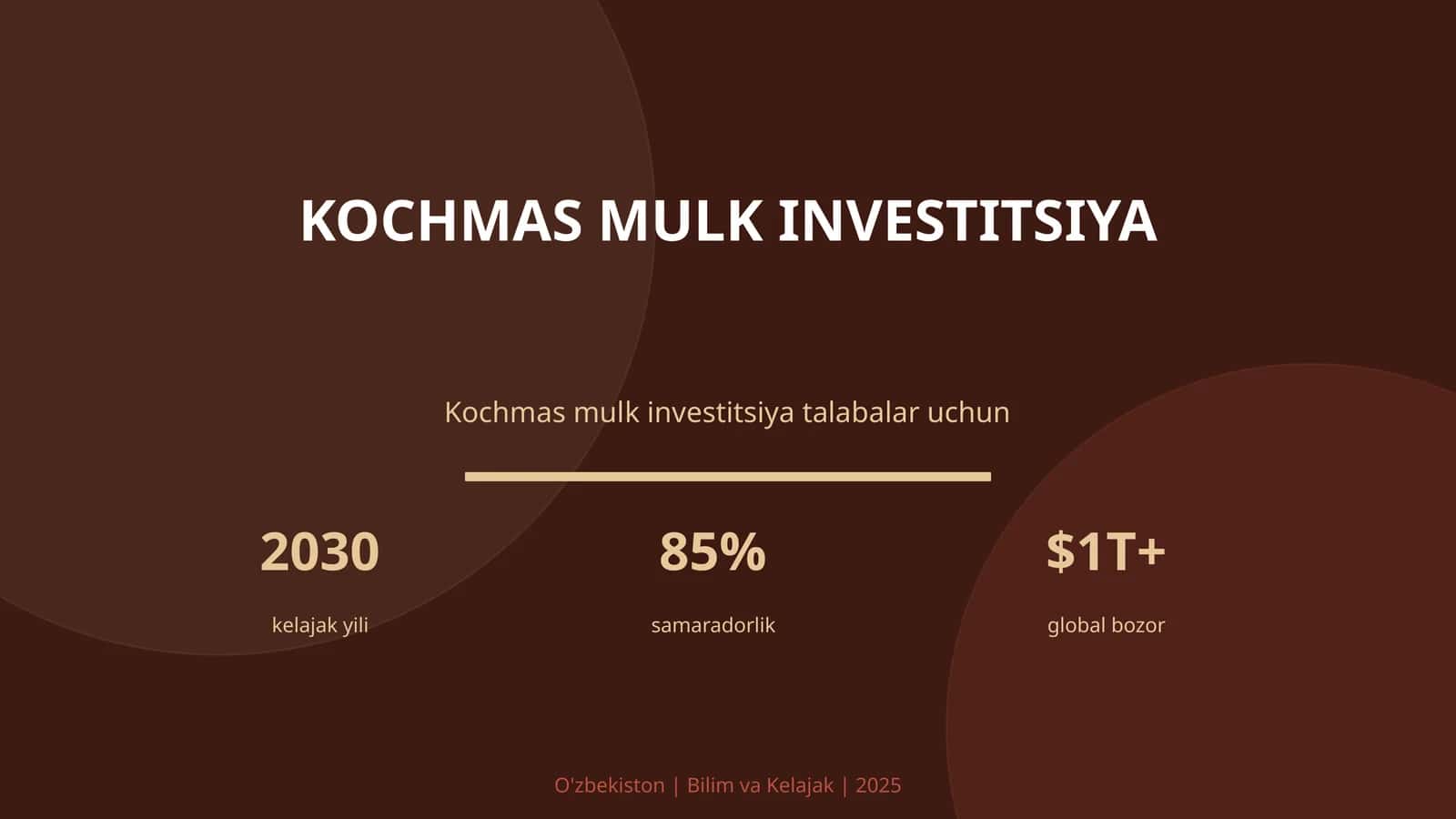 Kochmas Mulk Investitsiya