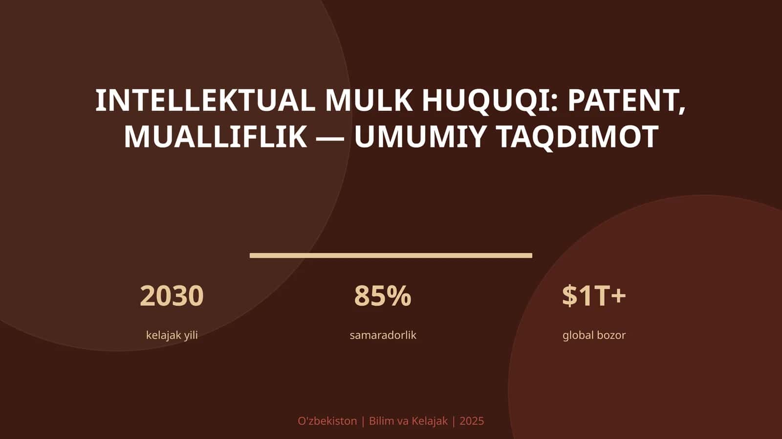 Intellektual mulk huquqi: patent, mualliflik — umumiy taqdimot